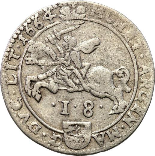 Реверс монеты - Орт (18 грошей) 1664 года TLB "Литва" Круглая рамка - цена серебряной монеты - Польша, Ян II Казимир