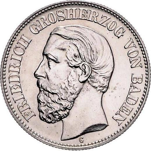 Аверс монеты - 2 марки 1888 года G "Баден" - цена серебряной монеты - Германия, Германская Империя