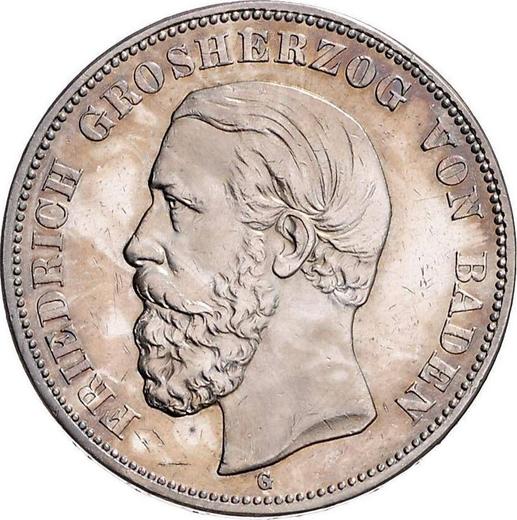 Аверс монеты - 5 марок 1902 года G "Баден" - цена серебряной монеты - Германия, Германская Империя