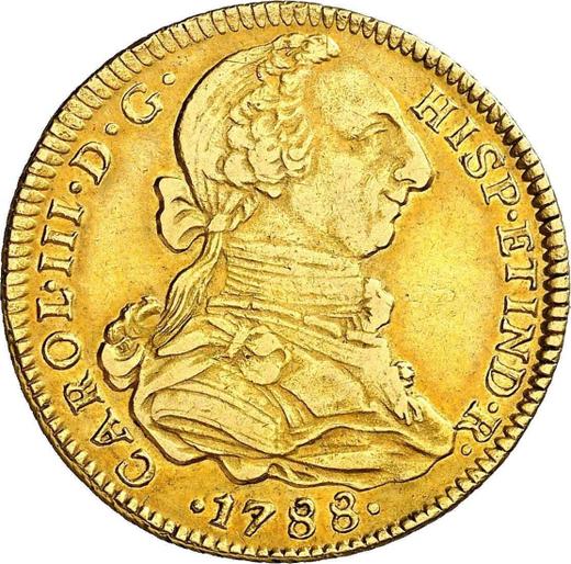 Anverso 4 escudos 1788 IJ - valor de la moneda de oro - Perú, Carlos III
