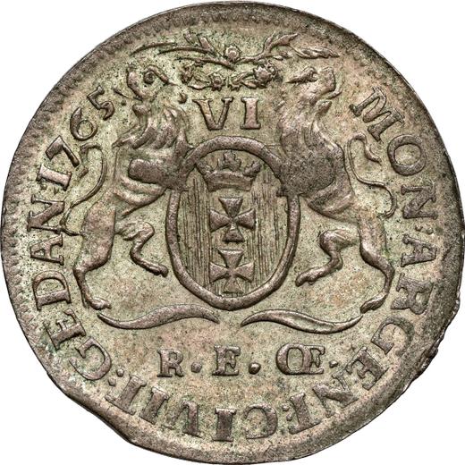 Reverso Szostak (6 groszy) 1765 REOE "de Gdansk" - valor de la moneda de plata - Polonia, Estanislao II Poniatowski