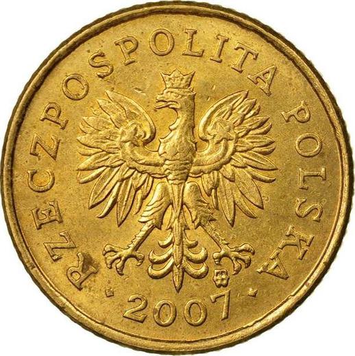 Anverso 1 grosz 2007 MW - valor de la moneda  - Polonia, República moderna