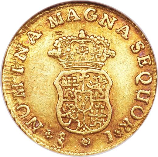 Reverso 1 escudo 1762 So J - valor de la moneda de oro - Chile, Carlos III