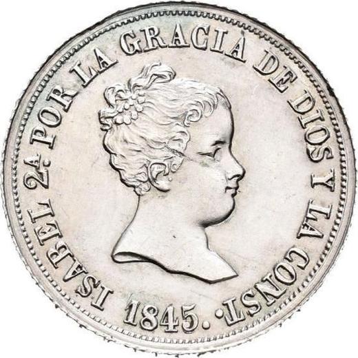 Anverso 2 reales 1845 S RD - valor de la moneda de plata - España, Isabel II
