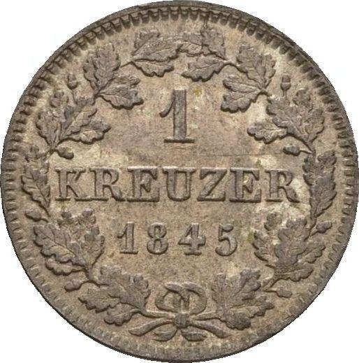 Реверс монеты - 1 крейцер 1845 года - цена серебряной монеты - Бавария, Людвиг I