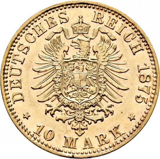 Reverso 10 marcos 1875 E "Sajonia" - valor de la moneda de oro - Alemania, Imperio alemán