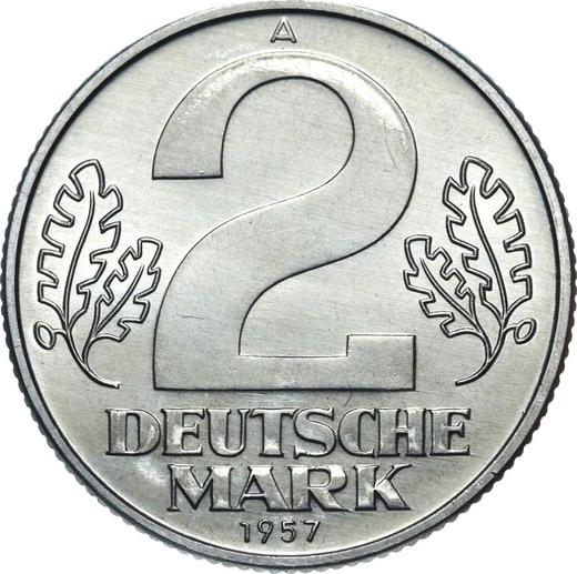 Anverso 2 marcos 1957 A - valor de la moneda  - Alemania, República Democrática Alemana (RDA)