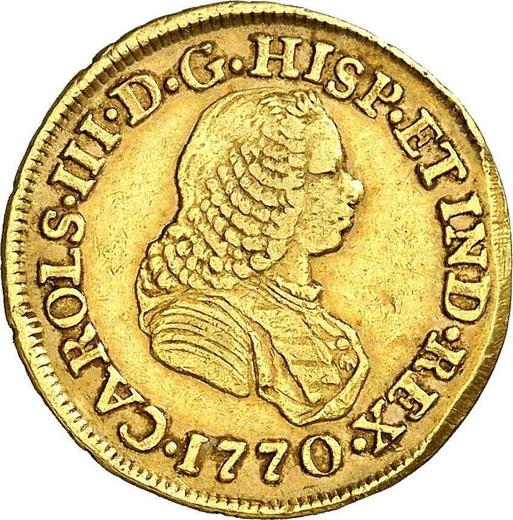Аверс монеты - 2 эскудо 1770 года PN J "Тип 1760-1771" - цена золотой монеты - Колумбия, Карл III