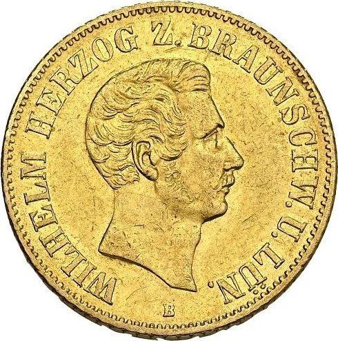 Awers monety - 10 talarów 1857 B - cena złotej monety - Brunszwik-Wolfenbüttel, Wilhelm