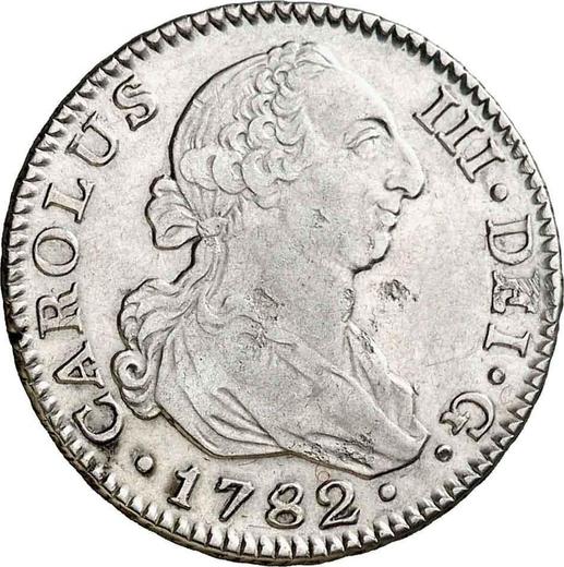 Аверс монеты - 2 реала 1782 года M JD - цена серебряной монеты - Испания, Карл III