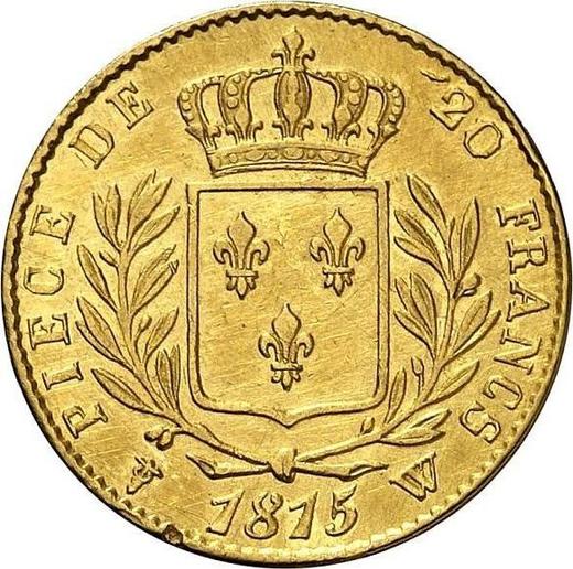 Reverse 20 Francs 1815 W "Type 1814-1815" Lille - France, Louis XVIII