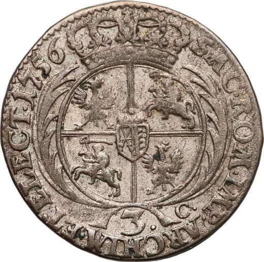 Реверс монеты - Трояк (3 гроша) 1756 года EC "Коронный" - цена серебряной монеты - Польша, Август III