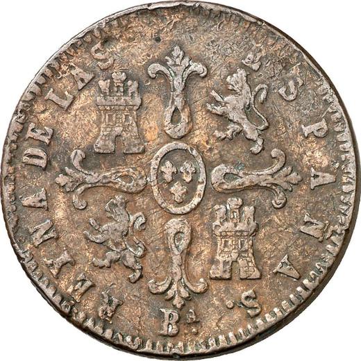 Reverso 8 maravedíes 1854 Ba "Valor nominal sobre el reverso" - valor de la moneda  - España, Isabel II