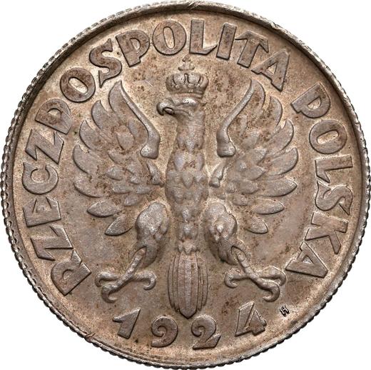 Awers monety - PRÓBA 2 złote 1924 H Cecha probiercza - cena srebrnej monety - Polska, II Rzeczpospolita