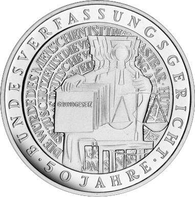 Аверс монеты - 10 марок 2001 года J "Конституционный суд" - цена серебряной монеты - Германия, ФРГ