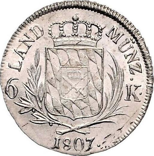 Реверс монеты - 6 крейцеров 1807 года - цена серебряной монеты - Бавария, Максимилиан I