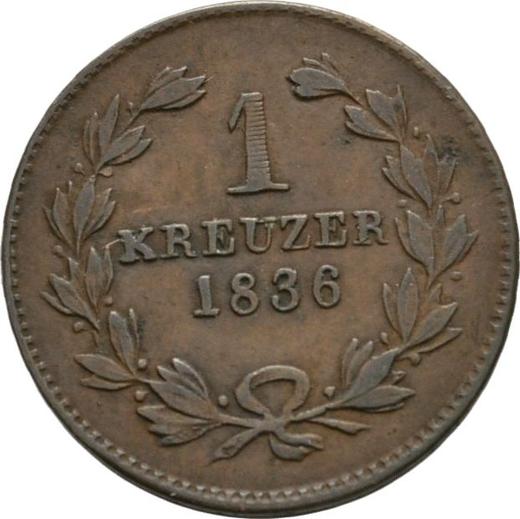 Reverso 1 Kreuzer 1836 - valor de la moneda  - Baden, Leopoldo I de Baden