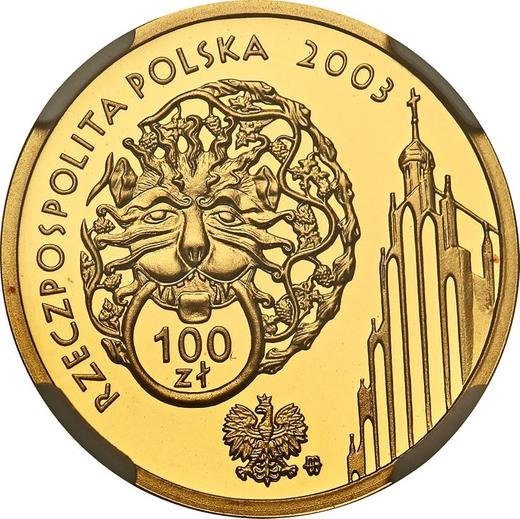 Аверс монеты - 100 злотых 2003 года MW UW "750 лет Познани" - цена золотой монеты - Польша, III Республика после деноминации