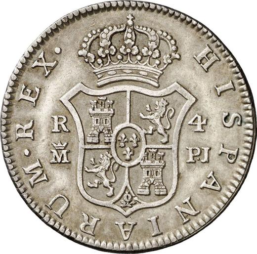 Реверс монеты - 4 реала 1780 года M PJ - цена серебряной монеты - Испания, Карл III
