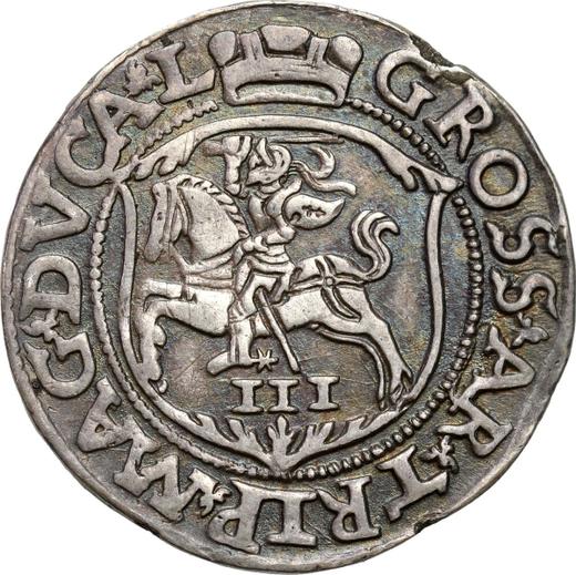 Reverse 3 Groszy (Trojak) 1562 "Lithuania" Emblem with shield - Poland, Sigismund II Augustus
