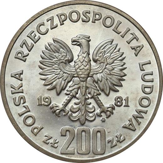 Аверс монеты - Пробные 200 злотых 1981 года MW "Болеслав II Смелый" Серебро - цена серебряной монеты - Польша, Народная Республика