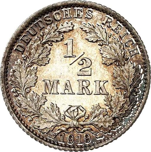 Awers monety - 1/2 marki 1919 D - cena srebrnej monety - Niemcy, Cesarstwo Niemieckie