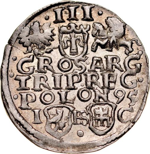 Rewers monety - Trojak 1595 IF SC "Mennica bydgoska" - cena srebrnej monety - Polska, Zygmunt III