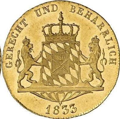 Rewers monety - Dukat 1833 - cena złotej monety - Bawaria, Ludwik I