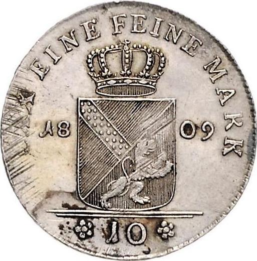 Реверс монеты - 10 крейцеров 1809 года - цена серебряной монеты - Баден, Карл Фридрих