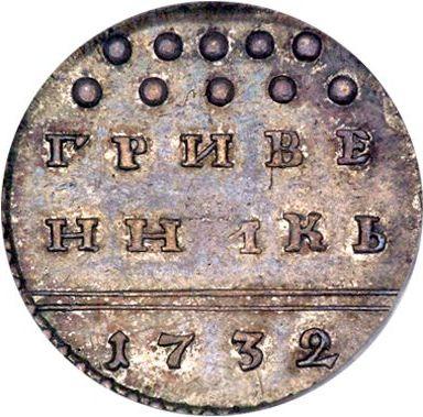 Rewers monety - Griwiennik (10 kopiejek) 1732 - cena srebrnej monety - Rosja, Anna Iwanowna
