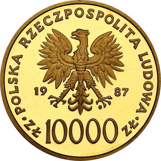 Аверс монеты - 10000 злотых 1987 года MW SW "Иоанн Павел II" Золото - цена золотой монеты - Польша, Народная Республика