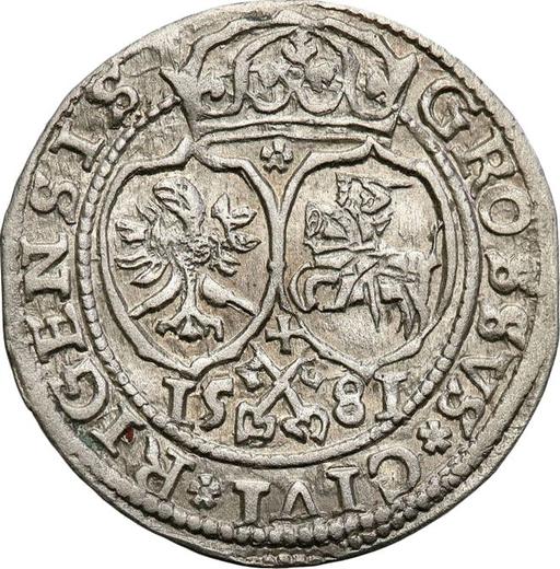 Reverso 1 grosz 1581 "Riga" Escudos de armas de Polonia y Lituania - valor de la moneda de plata - Polonia, Esteban I Báthory