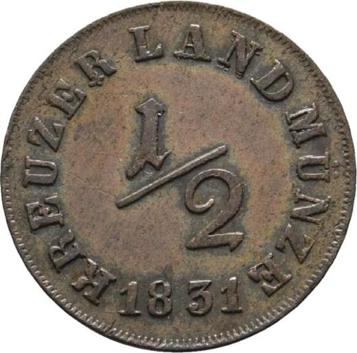 Reverso Medio kreuzer 1831 - valor de la moneda  - Sajonia-Meiningen, Bernardo II
