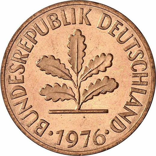 Реверс монеты - 2 пфеннига 1976 года J - цена  монеты - Германия, ФРГ