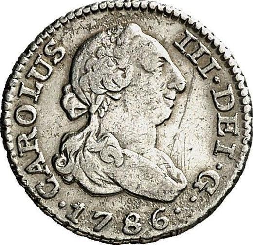 Аверс монеты - 1/2 реала 1786 года M DV - цена серебряной монеты - Испания, Карл III