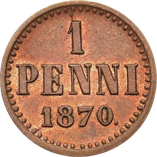 Реверс монеты - 1 пенни 1870 года - цена  монеты - Финляндия, Великое княжество