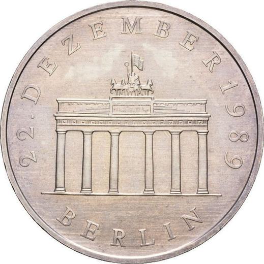 Аверс монеты - 20 марок 1990 года A "Бранденбургские Ворота" Серебро - цена серебряной монеты - Германия, ГДР