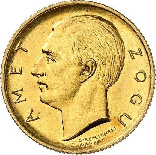 Аверс монеты - Пробные 20 франга ари 1927 года R PROVA - цена золотой монеты - Албания, Ахмет Зогу