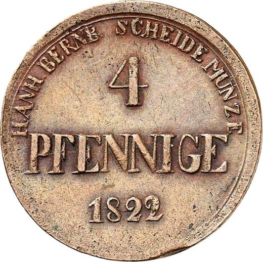Reverso 4 Pfennige 1822 - valor de la moneda  - Anhalt-Bernburg, Alexis Federico Cristián