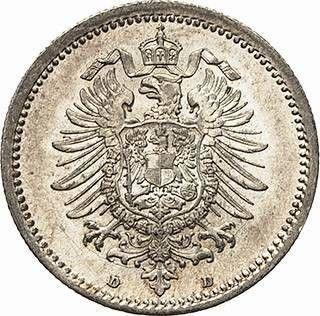 Reverso 50 Pfennige 1877 D "Tipo 1875-1877" - valor de la moneda de plata - Alemania, Imperio alemán