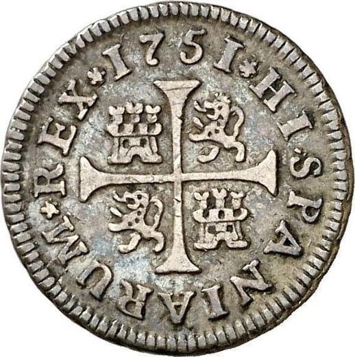 Реверс монеты - 1/2 реала 1751 года M JB - цена серебряной монеты - Испания, Фердинанд VI
