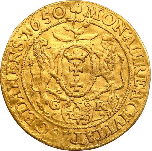 Reverso Ducado 1650 GR "Gdańsk" - valor de la moneda de oro - Polonia, Juan II Casimiro