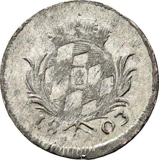 Реверс монеты - 1 крейцер 1803 года - цена серебряной монеты - Бавария, Максимилиан I