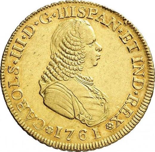 Аверс монеты - 4 эскудо 1761 года PN J - цена золотой монеты - Колумбия, Карл III