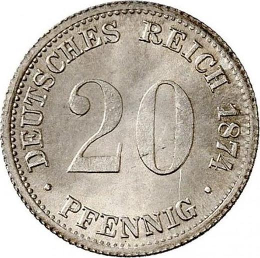 Аверс монеты - 20 пфеннигов 1874 года G "Тип 1873-1877" - цена серебряной монеты - Германия, Германская Империя