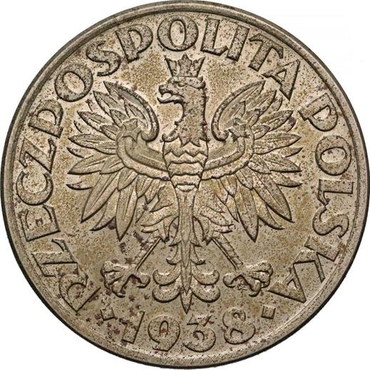 Аверс монеты - Пробные 50 грошей 1938 года "Без венка" Медно-никель - цена  монеты - Польша, II Республика