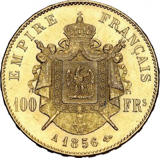 Reverso 100 francos 1856 A "Tipo 1855-1860" París - valor de la moneda de oro - Francia, Napoleón III Bonaparte