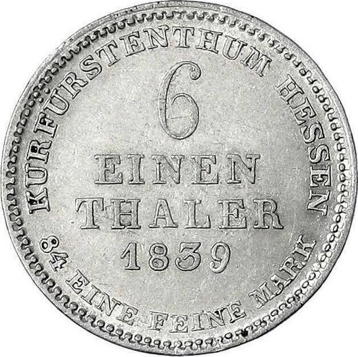 Reverso 1/6 tálero 1839 - valor de la moneda de plata - Hesse-Cassel, Guillermo II