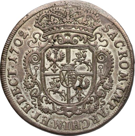Rewers monety - Talar 1702 "Order Dannebroga" - cena srebrnej monety - Polska, August II Mocny