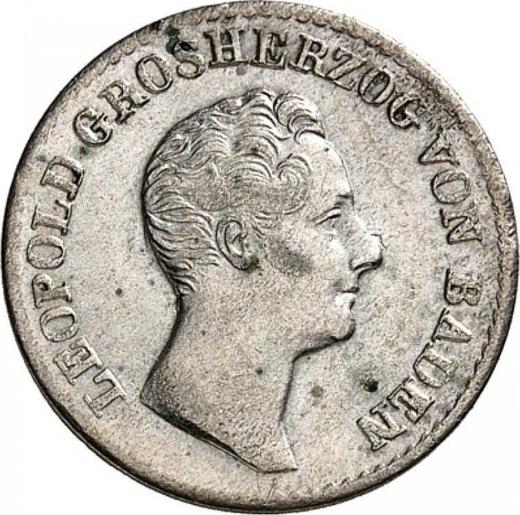 Аверс монеты - 6 крейцеров 1836 года - цена серебряной монеты - Баден, Леопольд